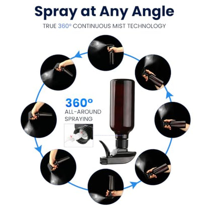 12oz Glass Spray Bottles 2 Pack, 360° Any-Angle Spraying - color: brown