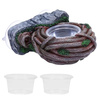 AIICIOO Vine Reptile Feeding Ledge Pet Food Bowl Water Dish Amphibian Feeder Bowl Reptile Terrarium Decor for Bearded Dragon Lizard Snake Frog Gecko Tortoise Hermit Crab - size: Vine Single Feeder