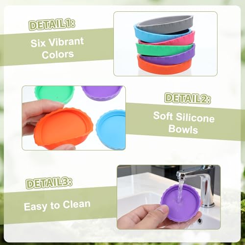 6 Pcs Gecko Food Cups, Crested Gecko Food and Water Bowl Reusable Silicone Crested Dish Feeding Cups for Lizard Anoles Bearded Dragons Tank Terrarium Accessories Supplies for Tortoise