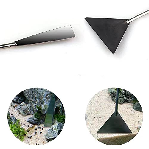2pcs Stainless Steel Aquarium Tank Aquarium Spatula Long Sand Spatula Scrapers Shovel Fish Tank Aquatic Plant Tools(black,silver)