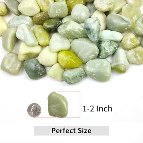 10lbs Jade River Rocks, 1-2 Inch Natural Pebbles for Indoor Plants, High Polished Decorative Stones Vase Filler Fish Tank Aquariums Landscaping Garden Outdoor and Indoor DIY - color: Jade, size: 10 Pounds