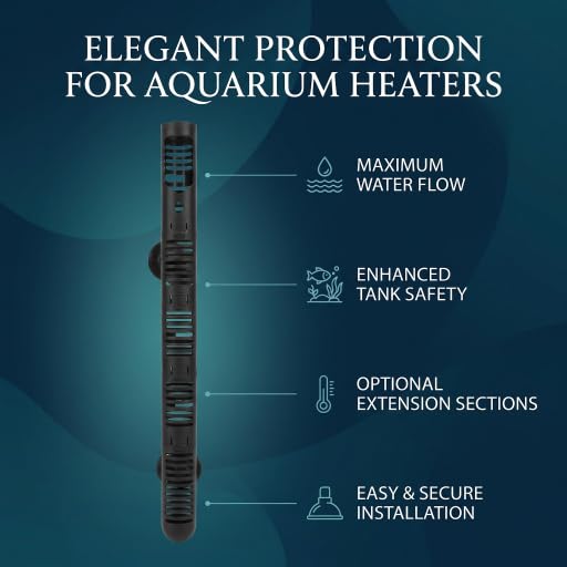 GOTOTOP Fish Heater Cover Aquarium Heater Protective Case Fish Heater Guard Detachable Designed Cover with Suction Cups #3 14.37in - size: No. 3 protective sleeve 14.37in long