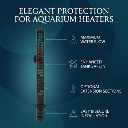 GOTOTOP Fish Heater Cover Aquarium Heater Protective Case Fish Heater Guard Detachable Designed Cover with Suction Cups #3 14.37in - size: No. 3 protective sleeve 14.37in long