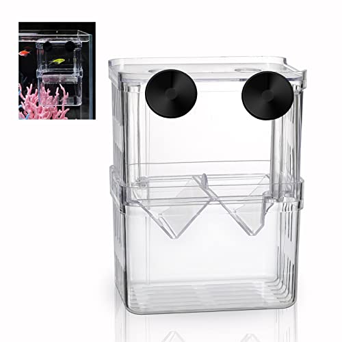 Aquarium Hatchery Incubator Breeding Box, Fish Tank Acrylic Isolation | Safe Hatchery & Isolation Space,High-Clarity Acrylic Construction,Ideal for Small Baby Fishes Shrimp Clownfish Guppy - size: M - 3.93*2.75*5.03 IN