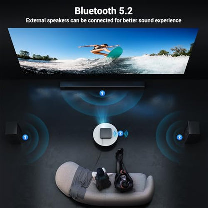 HAPPRUN 2000 ANSI 4K Decoding Projector with WiFi and Bluetooth, Auto Focus | 300'' Display for Indoor/Outdoor, Portable Home Theater, Smart Movie Projector Compatible with Phone/TV Stick/PC/PS5