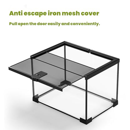 4 Gallon Glass Reptile Terrarium 12"x8"x8" | Stackable, Full View Tank, For Leopard Gecko, Frog, Snake, Hermit Crab, Tarantula, Jumping Spider - size: 12*8*8in