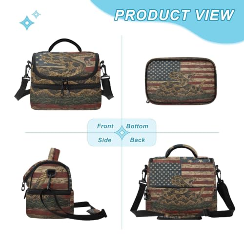 Emelivor America Snake Insulated Lunch Bag Tote Organizer for Student | 8L Double Deck,Large Lunch Box with Shoulder Strap,Thermal Meal Prep Cooler,Suitable for School Work Picnic Office Travel