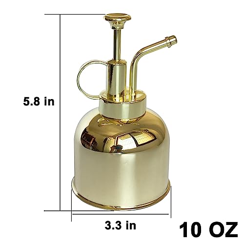Stainless Steel Plant Sprayer, Small Watering Can Modern Gardening Tool for Indoor Potted Plants Watering and Spraying - color: 10oz/Gold color