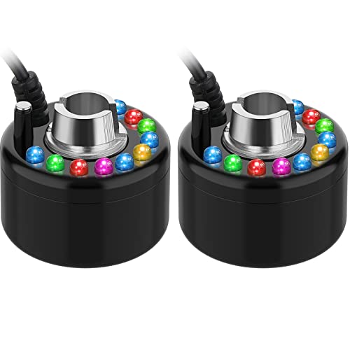 2 Pcs Mist Maker Fogger Small Ultrasonic Fog Machine Fountain Halloween Cauldron Mister Fogger Water Garden Pond Foggers Air Humidifier with 12 LED Light Flashes for Party (Light, Plastic)