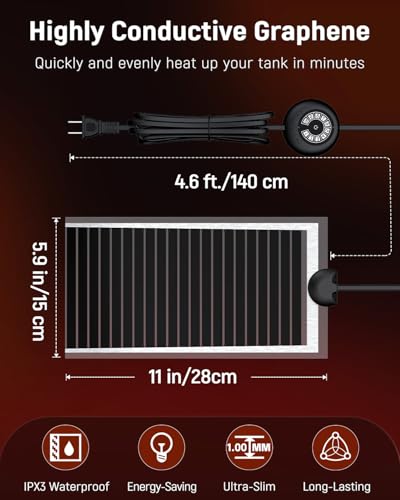 Pawfly 14 W Reptile Heat Pad with Thermostat 11 x 5.9 Inch Reptile Heating Pad Under Tank Terrarium Reptile Heat Mat for Turtles Frogs Snakes Lizards Geckos Hermit Crabs & Spiders - size: 14 W (11 x 5.9 Inch) with Controller