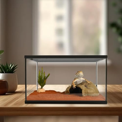Reptile Glass Tank 16"x11"x9" Terrarium with Top Opening and Screen Ventilation for Leopard Gecko,Lizard,Hermit Crab,Snake,Spider,Frog,Bearded Dragon,Turtle with Feeding Tongs - size: 16*11*9inch