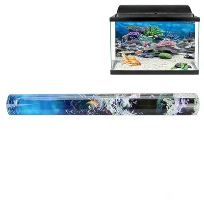 Aquarium Background Poster PVC Coral Reef Decor 29.9x11.8 Inch | Self- marine backdrop, ornament, horizontal fish wallpaper, ocean theme scenery attachment, - size: 76*30cm