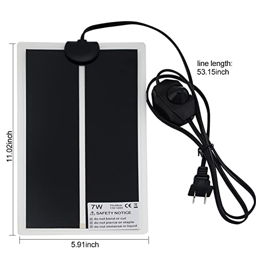 Reptile Heating Pad Under Tank Heater 7W/14W Waterproof Heat Mat | with Temperature Adjustment for Snake Gecko Leopard Gecko Turtle Tortoise Bearded Dragon Lizard Frog Terrarium Vivarium (7W) - size: 7W