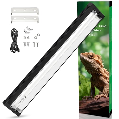 T5 UVB Reptile Light Fixture Upgrade Square HO UVB Bulb Lighting Combo Kit 10.0 UVB Light for Reptiles Terrarium Fluorescent 24W Reptile Light Bar UVA UVB Desert Lamp for Bearded Dragon Turtle Tank - size: 24W 22IN