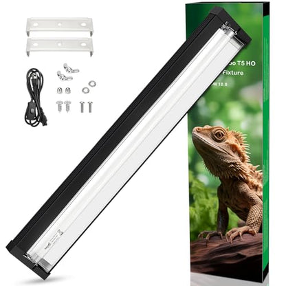 T5 UVB Reptile Light Fixture Upgrade Square HO UVB Bulb Lighting Combo Kit 10.0 UVB Light for Reptiles Terrarium Fluorescent 24W Reptile Light Bar UVA UVB Desert Lamp for Bearded Dragon Turtle Tank - size: 24W 22IN