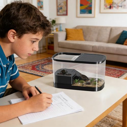 Reptile Enclosure Habitat Enclosure for Reptile | Gecko Terrarium Tank for Spider Chameleon Tarantula Bearded Dragon Frog Snack Gecko Tortoise - color: Black
