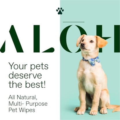 ALŌH Hypoallergenic Multi-Purpose Pet Wipes, All-Natural & Unscented | Grooming & Cleaning Wipes for Paws, Butt, Face & Body - Sensitive Skin Safe with Coconut & Avacado Oil - 50 Wipes - color: Unscented (1 Pack)