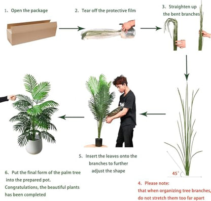 4ft 2pcs Large Artificial Plants Fake Palm Tree Tropical Palm Leaves Faux Palm Plants Tall Tree Indoor Real Touch Plastic Monstera Leaves for Home Garden Outdoor Office Decor (4ft/125cm-2pcs)