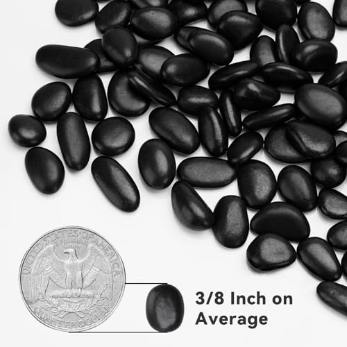 onlyfire 2 lbs Natural Black Polished Pebbles, 3/8" Decorative River Rock | Gravel Stone, For Indoor Plants, Vases, Aquarium, Succulents, Outdoor Garden Landscaping and Home Decor - color: Black, size: 2 Pounds
