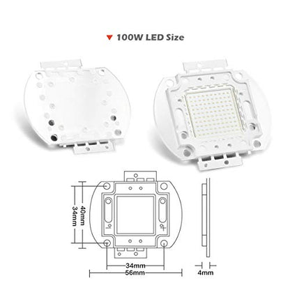 CHANZON High Power Led Chip 100W Blue | (3000mA / DC 30V - 34V / 100 Watt) Super Bright Intensity SMD COB Light Emitter Components Diode Bulb Lamp Beads DIY Lighting - color: F) Blue