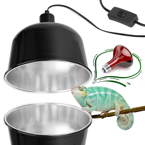 2 Pack Reptile Dome Lamp Cover Light Shade, 8.5 Inch Deep Reptile Dome Light Fixture, Aluminum for Reptile Terrarium with Ceramic Socket and Individual Switch (Bulbs Not Included) - size: 8.5 IN