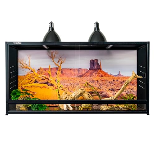 Reptile Tank 44''x20''x20'' ToxiRium Large PVC Reptile Enclosure 76 Gallons for Bearded Dragon Gecko Lizard Snake, Wide Lounge Vivarium Area with Sliding Doors Lock | Modular Design, Heat & Humidity Retention, Sliding Glass Doors, Removable Top Cover & Ea
