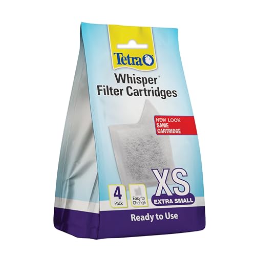 Tetra Whisper XS Filter Cartridges for Aquariums, 4 Count, Ready to Use, Fits Tetra Whisper Filters for Fish Tanks Up to 3 Gal - size: 4-Count