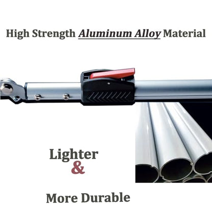 55‘’-87‘’Telescopic Snake Tong Reptile Grabber,Aircraft-Grade Aluminum Alloy Rattle Snake Catcher Wide Jaw Handling Tool with Lock，Also Get a 48‘’ Carbon Rod Snake Hook