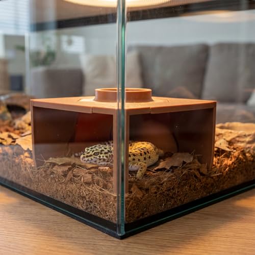 Reptile Corner Underground Cave Viewing Hide, Aquariums & Terrariums Decor, Hognose Snake, Corn Snake, Leopard Gecko Hideout Reptile Habitat Tank Enrichment (Brown)