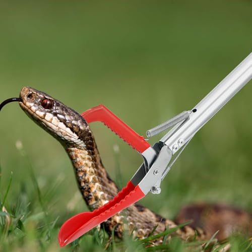 50in Multi-Functional Snake Grabber Tool Set，Collapsible Snake Catcher with Wide Jaw, Stainless Steel Snake Tongs with Non-Slip Grip Handle