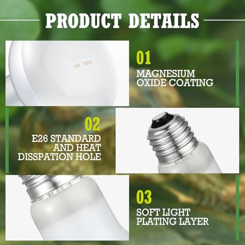 Tarpop 8 Pcs 100w Reptile Heat Lamp Bulb, Reptile Basking Heat Light Bulb Uva Daylight for Bearded Dragon, Amphibian, Turtle, Lizard, Chicken - style: 100w