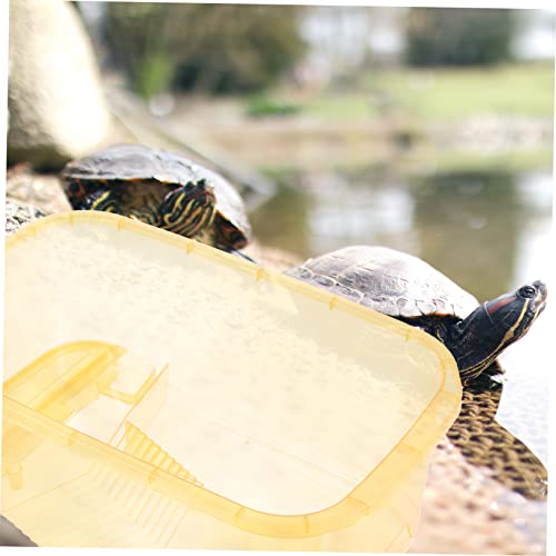 Yardwe 2pcs Turtle Tank Basking Platform Small Turtle Aquarium Habitat Reptile Living Box for and Aquatic Pets Convenient Cleaning and Fun Environment Amber
