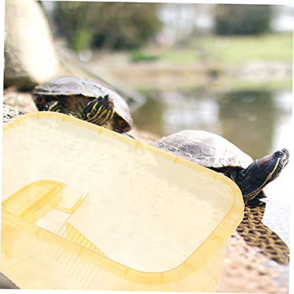 Yardwe 2pcs Turtle Tank Basking Platform Small Turtle Aquarium Habitat Reptile Living Box for and Aquatic Pets Convenient Cleaning and Fun Environment Amber