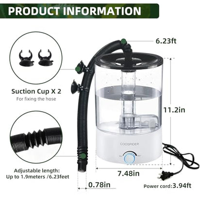 COOSPIDER Base CRH-400B Top Fill Reptile Humidifier, Reptile Fogger Tank Humidifier Accessories, Reptile Misting System Replacement for Reptiles Amphibians Herps Vivarium - color: 400B-White-Base