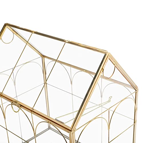 Geometric Plant Terrarium with Lid, House Succulent Terrarium Kit for Display, Air Plants, Succulents, Home Tabletop Miniature Terrarium, Not Airtight or Waterproof (Gold) - color: Gold