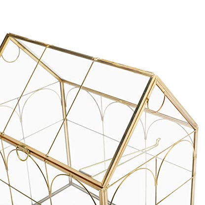 Geometric Plant Terrarium with Lid, House Succulent Terrarium Kit for Display, Air Plants, Succulents, Home Tabletop Miniature Terrarium, Not Airtight or Waterproof (Gold) - color: Gold
