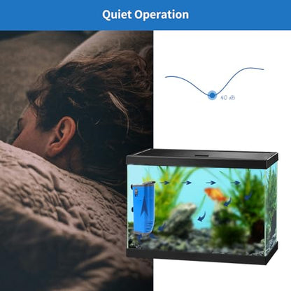 Aquarium Internal Filter, Submersible Power Fish Tank Filters with Wave-Maker Submersible Water Pump Turtle Filter 5-20 Gallon, 55 GPH, 3W