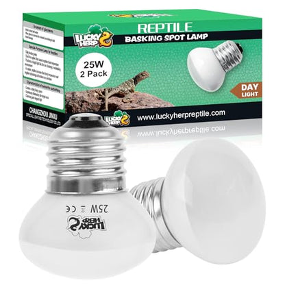 LUCKY HERP Heat Lamp Bulbs, 25W Reptile Heat Lamp 2 Pack Reptile Heat Lamp Bulbs, Daylight Basking Spot Heat Light Bulb, Amphibians Lamp Bulbs fo Chameleons, Snakes, Lizard, Turtle - color: 25-d