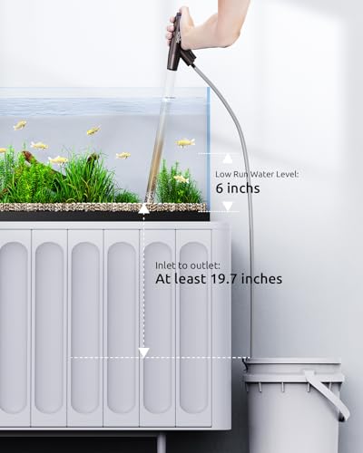 SEAOURA Aquarium Vacuum Gravel Cleaner Adjustable Fish Tank Siphon Cleaner | Manual Python Water Changer with Air Push Button, Fishtank Syphon Vacuums Cleaning Kit for Turtle Poop Suck Manure Wash Sand - color: Navy blue + Silver gray