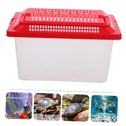 iplusmile Reptile Feeding Tank Portable Handheld Aquarium for Turtles and Pets Transparent Breeding Container Lightweight Design for Home and Travel - size: 18x11cm