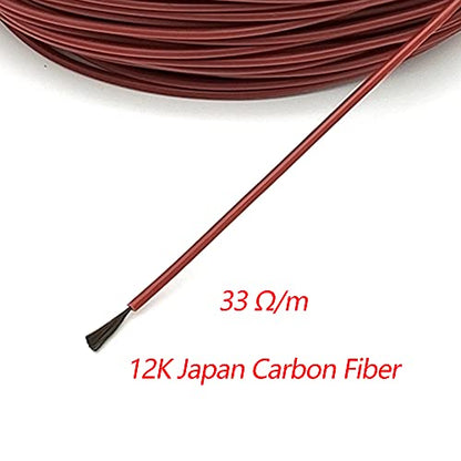 φ3mm 12K 33Ω Carbon Fibre Heating Wire 200℃ High Temperature Far Infrared Silicon Rubber Warm Floor Heating Cable