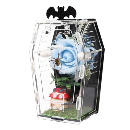 Acrylic Spider Enclosure Coffin House with Magnetic Lock | Coffin-Shaped House, Magnetic Lock & Feeding Port, No Tools Assembly, Jumping Spider Habitat, Easy Clean - color: Black