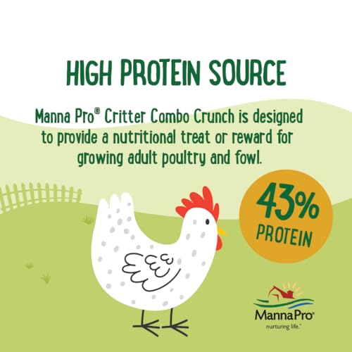 Manna Pro Critter Combo Crunch Chicken Treats, High Protein Insects, 25 oz | Farmhouse Favorites, Black Soldier Fly Larvae, Dried Mealworms & Shrimp Blend, High-Protein Treat, Encourages Foraging - size: 1.56 Pound (Pack of 1)
