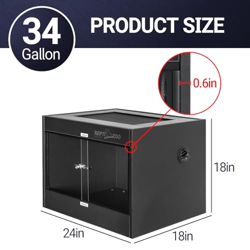 REPTI ZOO 34 Gallon PVC Reptile Terrarium, 24x18x18” Leopard Gecko Tanks with Glass Sliding Door & Top Screen Ventilation, Reptile Enclosure for Bearded Dragon Hermit Crab - style: 24x18x18"