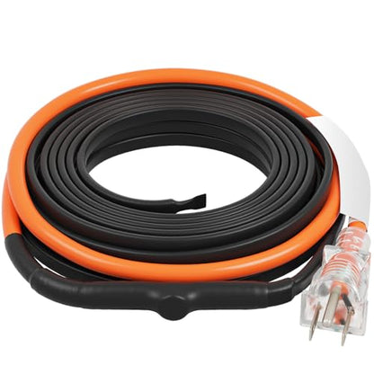 VEVOR Self-Regulating Pipe Heating Cable, 12FT 5W/FT Heat Tape for Pipes Freeze Protection, Water Pipe Heat Cable with Built-in Thermostat Protects PVC Hose, Metal and Plastic Pipe from Freezing - size: 12 Feet