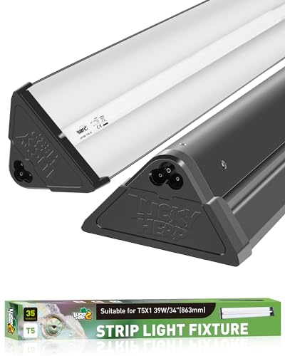 LUCKY HERP T5 Reptile Light Fixture Combo Kit 39W (New Upgrade), UVB Reptile Light Fixture with Desert UVB 10.0 34" Fluorescent Tube, UVA UVB Reptile Light for Lizard, Bearded Dragon, Tortoise - size: 34 Inch