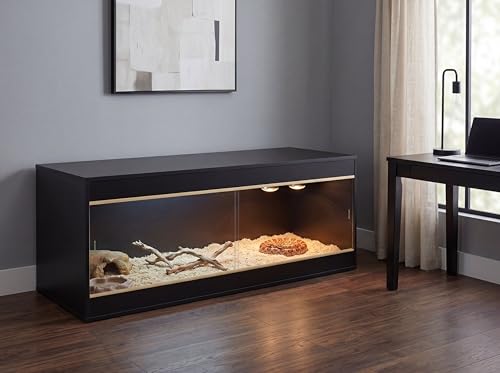 180 Gallon Reptile Enclosure, Made in USA 72" x 24" x 24" Bearded Dragon Tank with Sliding Acrylic Doors, Large Terrarium for Leopard Geckos, Snakes, Lizards & Tortoises - Black - color: Black