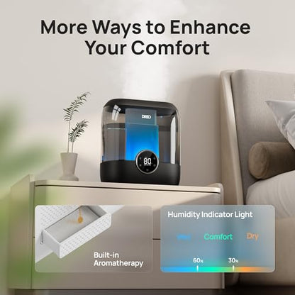 DREO 6L Humidifiers for Bedroom, 60H Runtime, 28 dB Quiet, HM524, Black - color: Black, size: 6L