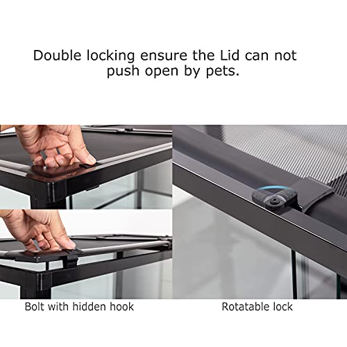 REPTI ZOO Large Reptile Terrarium, Vertical Reptile Tank, Wide & Tall Chameleon Cage with Top Screen Ventilation (36" W X 18" D X 36" H (Glass)) - size: 36" x 18" x 36" (Glass)