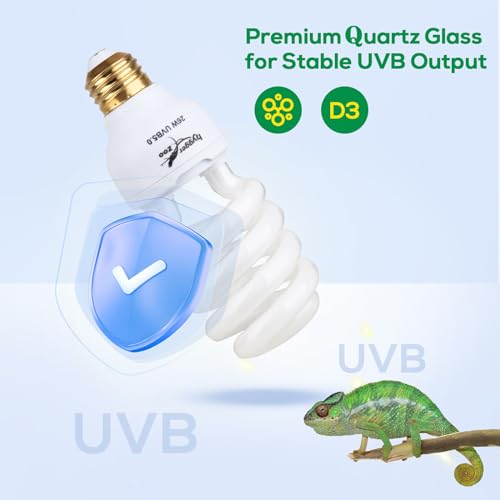 UVB Bulb for Reptiles, 5.0 26W UVB Light for Reptiles, Hygger zoo UVA UVB Reptile Light Bulb Reptile UVB Bulb UVB Light for Hermit Crab Snake Chameleon Reptile Lamp Terrarium Lamp for Tropical Reptile - size: 5.0-6.1 Inch